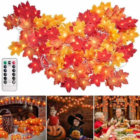 ZOLGINAH Guirlande d'automne, 40 LED 6M Décoration Automn Guirlandes lumineuses Avec Télécommande et 4 Crochets, Gugirlande de feuilles d'automne, Décoration Halloween noel,Décoration de Thanksgiving (1/5)