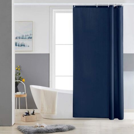 ZOLGINAH Rideau de Douche Anti Moisissure Tissu Polyester Lavable Bleu Marine Rideaux de Bain Imperméable pour Baignoire ou Salle de Bain avec 12 Crochets 180x180cm (1/5)