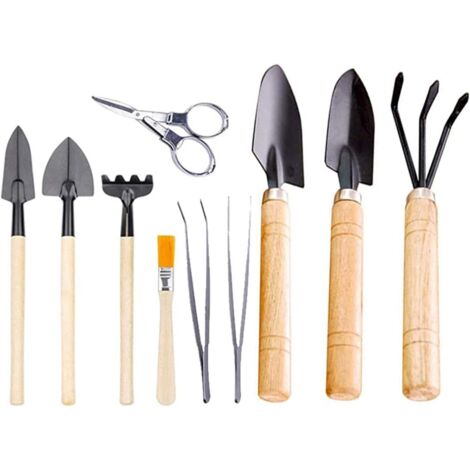 ZOLGINAH Outil De Jardin,10 PCS Jardin Plantation Outil Ensemble Plier Ciseaux Râteau Pelles Pince À Épiler Bonsaï Succulent Miniature Fée Mini Jardin Plantation Jardinage Outils À Main (1/5)