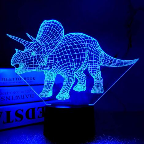 ZOLGINAH Triceratops 3D Illusion veilleuse à distance lampe de bureau de Table tactile, 16 couleurs optique USB LED veilleuse (1/5)