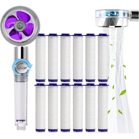 ZOLGINAH Douchette, Pommeau de Douche Anti Calcaire Economie Deau, Pommeau de Douche Helice Haute Pression Filtre à Trois Niveaux Système de Filtrage avec Filtre 12 Coton PP Remplaçable (1/5)