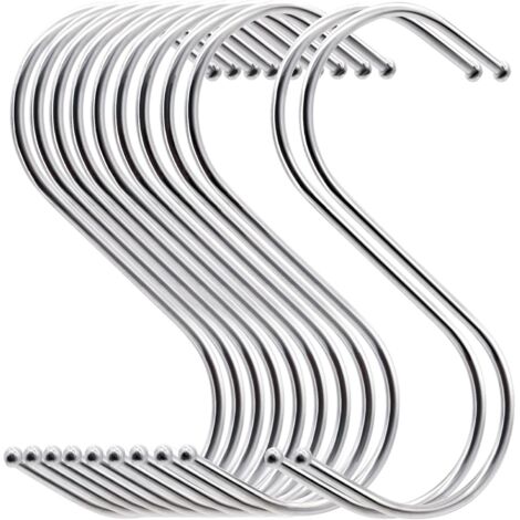 ZOLGINAH 20 Crochets en S, Crochets en Métal Multifonctions Pour Cuisine Salle de Bain Chambre à Coucher Bureau Jardin (Argent) (Large) (1/5)