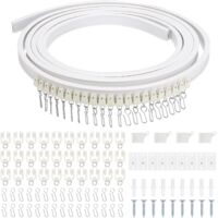 Rail de Rideau de Plafond Incurvé et Flexible Guide de Montage de Rideau avec Rouleaux Silencieux Système de Rail de Rideau Pour Rail de Rideau de Douche (3M)
