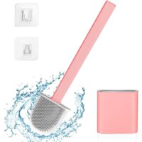 ZOLGINAH Brosse de Toilette en Silicone, Brosse WC Brosse WC Silicone Flexible Très approprié pour Les Coins et Les Petits espaces Entre Les Toilettes et Le Mur(Rose)