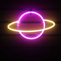 ZOLGINAH Planet Neon Light LED Signs Décoration Murale, Planet Neon Signs LED Neon Wall Sign Rose Neon Lights USB/Batterie Suspendus Néon Light, pour La Maison, Bar, Fête De Fête