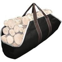 ZOLGINAH Toile Sac à bûche Cheminée Sac de Rangement pour Le Bois de Chauffage Grande capacité Porte-bûches De Plein air Porte-bûches en Bois ciré avec poignées Solide Sac de Transport en Bois