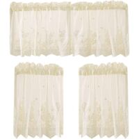 ZOLGINAH Demi-Rideaux Courts, Dentelle Petite fenêtre Rideaux Voile Cuisine Café Demi-Rideaux Valance pour café Cuisine Salle de Bains fenêtre Rideau(Beige Set)