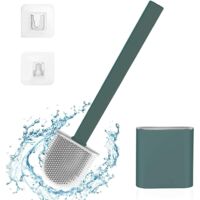 ZOLGINAH Brosse de Toilette en Silicone, Brosse WC Brosse WC Silicone Flexible Très approprié pour Les Coins et Les Petits espaces Entre Les Toilettes et Le Mur(Vert)
