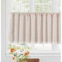 ZOLGINAH Café Rideau Boho en Lin Court Rideaux de Fenêtre avec Tige Poche Ferme Cuisine Rideaux De Fenêtre pour Décoratif Salon Petites Chambre pour Fenêtres Decor, Beige 1 Pièces 150x45 cm