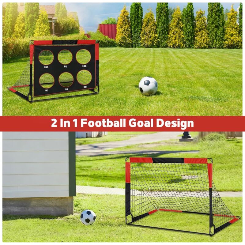MoKo Filet de Rebond de Football, Filet à Rebond pour Football à Angle Réglable, Filet de rebond portable Cadeaux d'Entraînement de Football, Aides au Jardin, Pelouse, Adolescents et Adultes