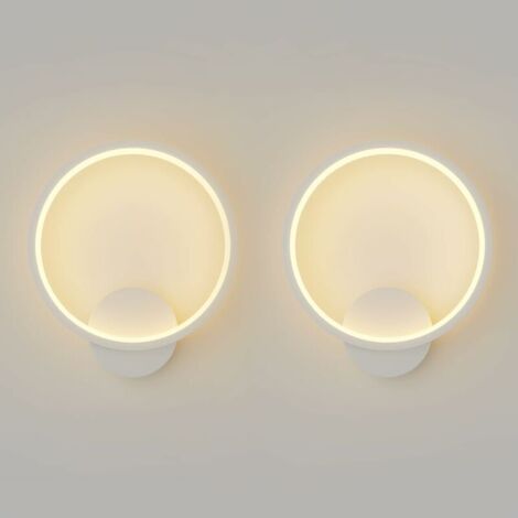 2 Pièces Applique Murale Interieur LED 12W Lampe Murale Ronde, Luminaire Mural Moderne pour Chambre Salon Escalier Couloir, 780 Lumen, Blanc Chaud 2900-3200K, Blanc (1/5)
