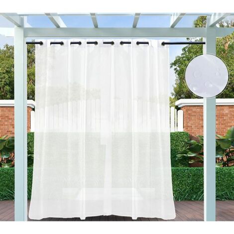 Rideaux d'extérieur extra larges avec œillets - [W54xL108in] 137cmx274cm - Blanc - Coupe - Résistants à la moisissure - Pour pergola, balcon, cabine de plage, pergola, cabane （1PCS）