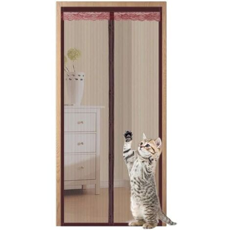 Moustiquaire Magnétique Porte 95x200cm,Moustiquaire Porte en Fibre de Verre,Rideaux Anti Mouches pour Porte Fermeture Automatique Maille Ultra Fine sans Perçage(Brun)