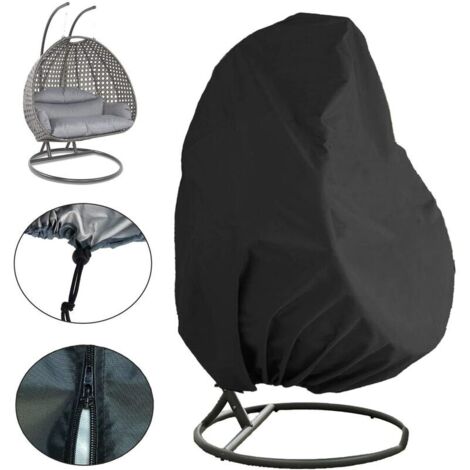 Couverture de Chaise Suspendue Housse de Fauteuil Suspendue Jardin Housse de Protection pour Oeufs Chaise Housse de siège Suspendu Imperméable Coupe-Vent Anti-UV (Noir, 230x200cm) (1/5)