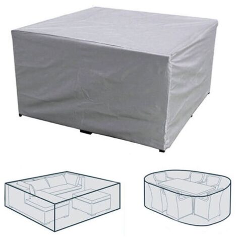 Housse de Protection pour Table Chaise Meubles, Robuste Tissu Oxford 210D Housse Salon de Jardin Bâche Meuble, Rectangulaire, Imperméable, Coupe-Vent, Anti-UV Extérieur (Argent-120x95x75cm) (1/5)