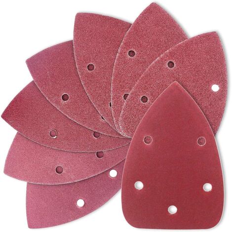 5 trous 14CM 8pcs(60/80/120/180/240/320/400) triangle rouge papier de verre ponceuse feuille de dessin auto-adhésive (1/5)