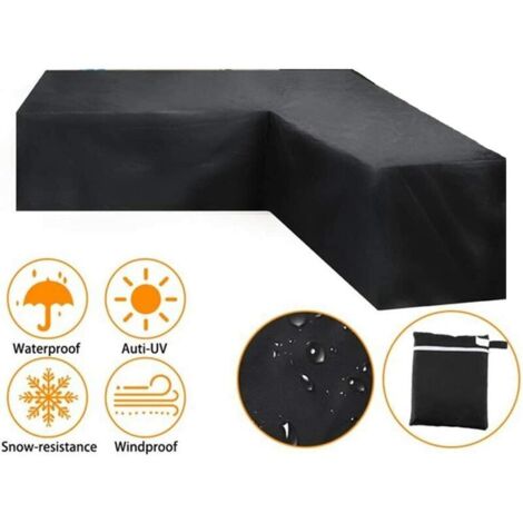 Housse de mobilier de Jardin en L, Housse de Protection étanche pour canapé d'angle Tissu Oxford Couvercle de Protection pour Meubles de Patio(300x300x98cm) (1/5)