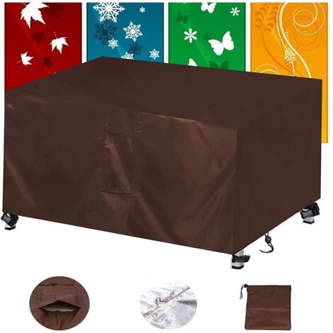 Housse Salon Jardin,420D Bâche Salon de Jardin Protection Mobilier,Imperméable Résistance au Vent,Respirante,Antipoussière et Résistante aux UV -Marron:200x140x90cm (1/5)