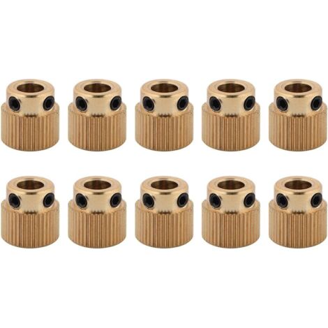 Roue 26/40 Dents en Laiton d'extrudeuse de Roue d'extrudeuse en Laiton de pièces de 10PCS pour CR-10.CR-10S, extrudeuse Ender 3, Ender 3 Pro, MK7 MK8(40 Dents) (1/5)