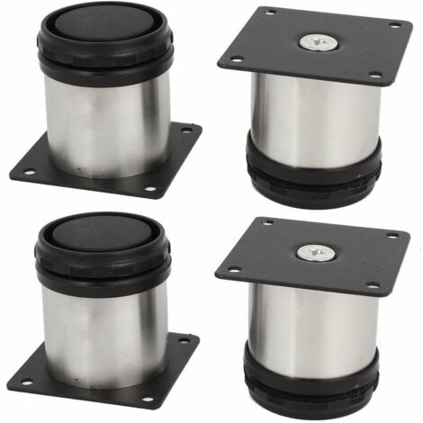 Lot de 4 pieds de meubles de cuisine en acier inoxydable - Réglables - Ronds - 50 x 50 mm (1/4)