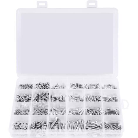 880Pcs 304 En Acier Inoxydable Fraisee Tete Hexagonale Combinaison Boulon M2 M3 M4 M5 Ecrou A Six Pans Rondelle Vis Kit Combine (1/5)