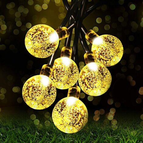 Guirlande Lumineuse Solaire, 50 LED 7M 8 Modes, Boules de Cristal Extérieure Étanche IP44 pour Jardin, Arbres, Terrasse, Noël, Mariages, Fêtes (1/4)