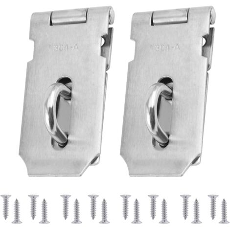 2Pcs Moraillon Résistant Et Agrafe Serrure, Acier Inoxydable Porte Verrous, Porte Fermoir avec 16Pcs Des Vis, 4 Pouces (1/5)