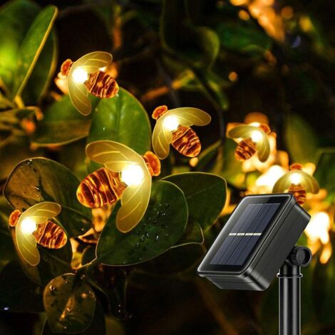 Guirlande Lumineuses Solaire, Abeille Guirlande Lumineuses Extérieur 30LED 6.3m Lumières Féériques Imperméable Décor Lumière Fées Guirlande Pour Jardin Fête Mariage Soirées - Blanc chaud (1/5)