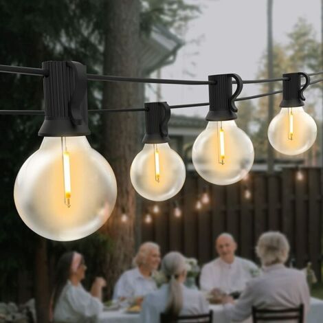 Guirlande Guinguette LED, 6.5M Guirlande Lumineuse Exterieur avec 12 G40 AmpoulesIP45 Imperméable Extérieur Intérieur Guirlande pour Jardin Patio Café - Blanc Chaud [Classe énergétique A+++] (1/5)