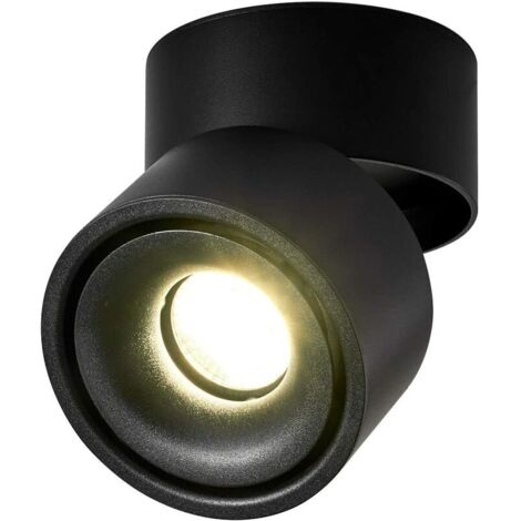 7W LED Spots de plafond Plafonnier, Aangle du corps de lampe réglable,Spots lampe,Spots de plafond,Applique de Plafond, spots plafond orientables,éclairage plafond LED,10x10x10cm (Noir-4000K Lumière n (1/5)