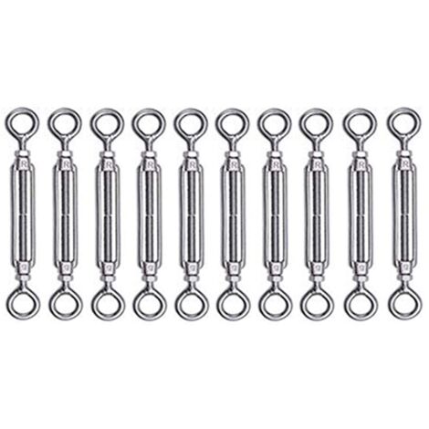 10 pièces M4 Tendeur Cable Acier Inoxydable Réglable tendeurs à Lanterne Tendeur de Fil pour Corde Cable Fil à Linge Jardin Grillage (1/5)