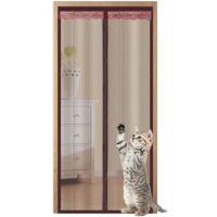 Moustiquaire Magnétique Porte 160x220cm,Moustiquaire Porte en Fibre de Verre,Rideaux Anti Mouches pour Porte Fermeture Automatique Maille Ultra Fine sans Perçage(Brun)