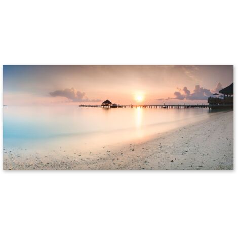 Lupia - Quadro moderno su Tela Canvas DEEP 65x143 cm LAGOON, Tela Cotone, Stampa, Made in Italy, Telaio in Legno, casa, soggiorno, capezzale camera da letto, hotel, ufficio (1/4)