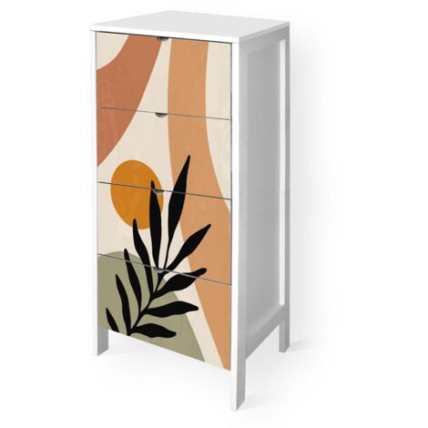 Lupia - Cassettiera Mobile Italy, Stile Minimal in Legno, 4 Cassetti, Stampa ESTHETIC-B, Adatta a Ogni Stanza, 39x29xH78 cm, organizer Colore Bianco decorato