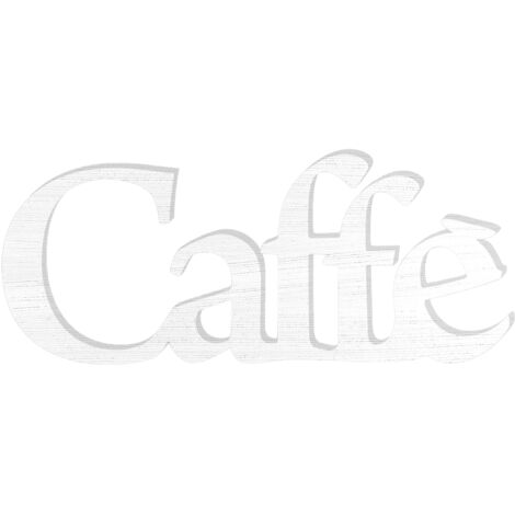 Lupia - Scritta in Legno 3D CAFFE', WOODWRITE colorazione bianca, Abbellisci Casa o Negozio, Made in Italy, Facile da Appendere o Appoggiare, Bianco, 55x24x1 cm, legno ecologico MDF (1/4)