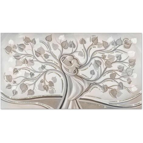 Lupia - Quadro moderno su tela in cotone famiglia SHINY 77x143 cm ALBERO ABBRACCIO MIX con glitter e brillantini MULTICOLOR, per soggiorno, capezzale camera da letto (1/4)