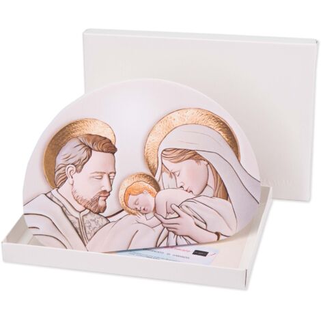 Lupia - Bomboniera con Scatola bianca Quadretto in legno MEMORY Sacra Famiglia THE KISS CERAMIC 15x21 cm, idea regalo per Matrimonio Cresima Comunione Battesimo Anniversario Compleanno (1/4)