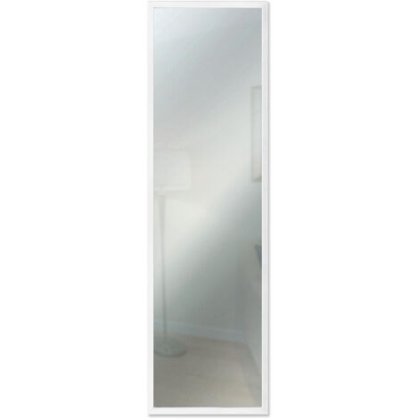 Lupia Specchio da parete moderno 34x114 cm Mirror OPTICAL Bianco, con cornice bianca sottile in legno, design lungo, specchiera per camera da letto, soggiorno, ingresso, verticale