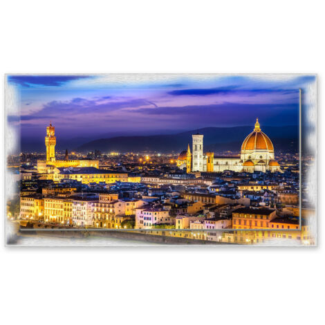 Lupia - Quadro moderno su Tela con Cornice stampata NEWEXT 75x135 cm, paesaggi localismi italiani, per casa soggiorno capezzale camera da letto hotel ufficio, FIRENZE PANORAMA TWILIGHT (1/4)