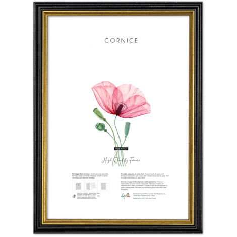 Lupia - Cornice portafoto da parete scura Nera con profilo Oro BLACK GOLD, per foto, stampe artistiche, poster, quadri moderni 10x15 cm