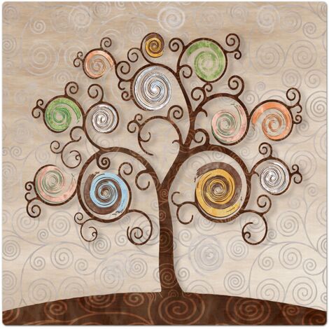 Lupia - Sottotutto decorato con stampa a colori in Legno QUADRATO Sotto bicchiere, piatto, pentola con varie dimensioni 32x32 cm - TREE BEIGE
