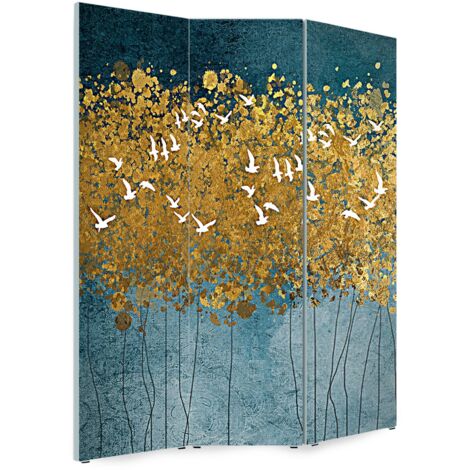 Lupia - Separe' per interni, Divisorio 135,6 x H 176 x P 3,1 cm FLYING TREES paravento 3 Ante in legno con Tele stampate fronte retro Soggetto unico (1/4)