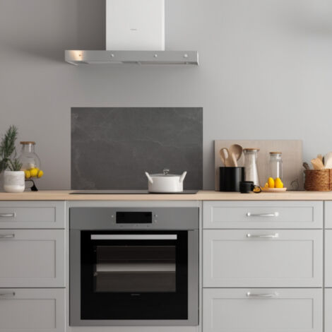 Lupia Pannello Paraschizzi Schienale Cucina con decorazione stampata, MARMO DARK GREY, in Alluminio composito, Facile da applicare, Lavabile Ignifugo Resistente all'Acqua 90xH62,5 cm