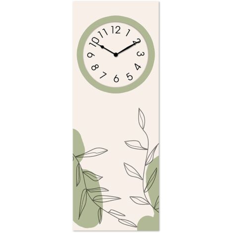 Lupia - Orologio da Parete in Legno ecologico, con stampa STYLIZED FLORAL GREEN, 30x80 cm, Made in Italy, Movimento a Quarzo, Alimentato a Batteria non inclusa, Adatto a Tutti gli Stili di Casa