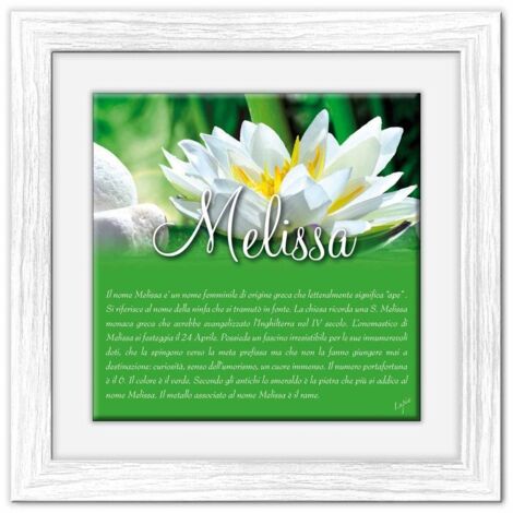 Lupia - Quadro mattonella Ceramica Modern White 29x29 cm con significato del nome Melissa (1/4)