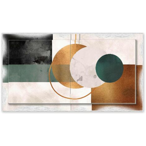 Lupia - Quadro moderno su Tela con Cornice stampata NEWEXT 75x135 cm MINIMALISM stampa tela in cotone e cornice legno mdf, geometrie astratte, per soggiorno, camera da letto, cucina, ufficio (1/4)