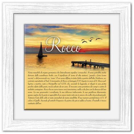 Lupia - Quadro mattonella Ceramica Modern White 29x29 cm con significato del nome Rocco (1/4)