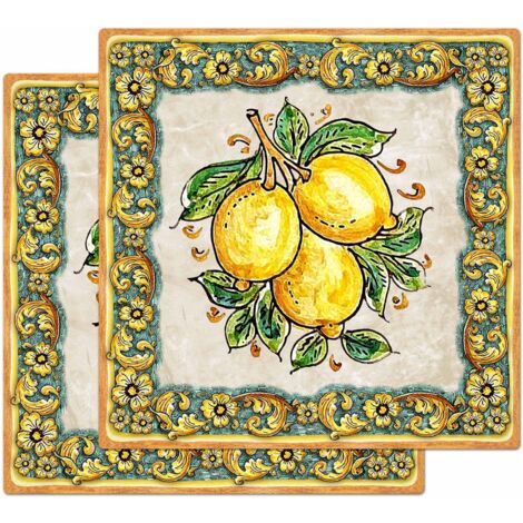 Lupia - Sottotutto decorato con stampa a colori in Legno QUADRATO Sotto bicchiere, piatto, pentola con varie dimensioni 20x20 cm Set 2 pz - FRUIT 3