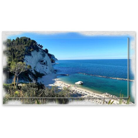 Lupia - Quadro moderno su Tela con Cornice stampata NEWEXT 75x135 cm, paesaggi localismi italiani, per casa soggiorno capezzale camera da letto hotel ufficio, ANCONA MONTE CONERO (1/4)