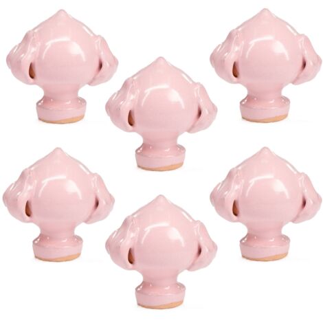 Lupia - Set 6 pezzi PUMO Salentino in Ceramica ROSA, Chiuso Altezza 6 cm, artigianali Unici in ogni pezzo, Segnaposto per eventi, feste, cerimonie e matrimonio, Soprammobile Bomboniera